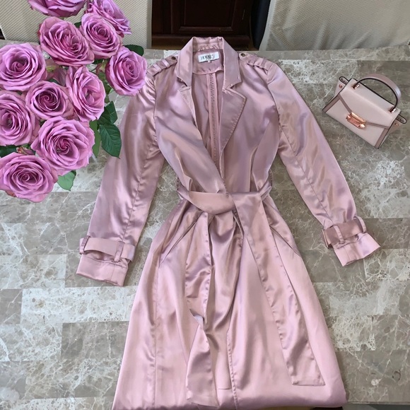 Mauve Pink Rose-gold Fabinne Trench Satin Duster - Picture 8 of 8